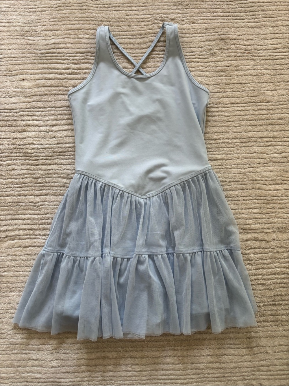 Light Blue Tulle Tiered Sleeveless Active Dress